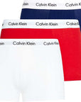 Calvin Klein Trunk Boxershorts 3-Pack in Wit, Rood, Blauw