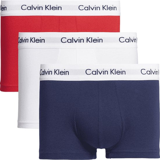 Calvin Klein Trunk Boxershorts 3-Pack in Wit, Rood, Blauw
