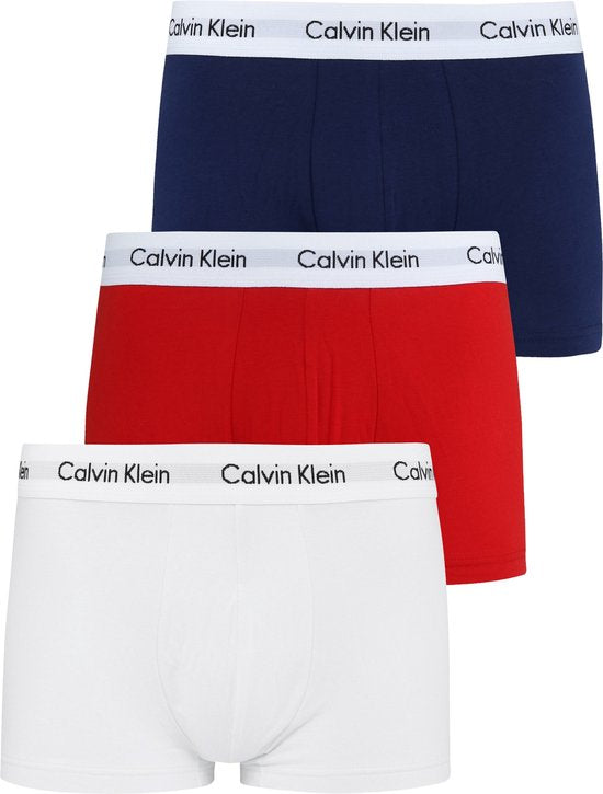 Calvin Klein Trunk Boxershorts 3-Pack in Wit, Rood, Blauw