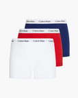 Calvin Klein Trunk Boxershorts 3-Pack in Wit, Rood, Blauw