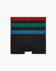Calvin Klein Trunk Boxershorts 3-Pack in Rood, Groen, Blauw